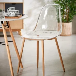 ICE Chaise Salle à Manger Transparent, Naturel