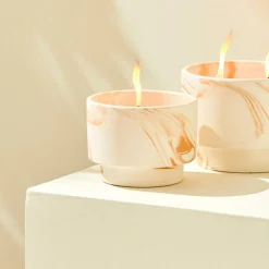 MARBLE Bougie D'extérieur Blanc, Orange