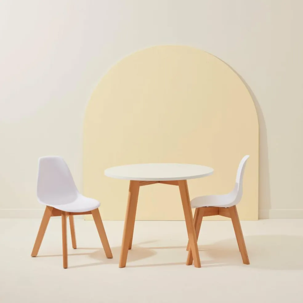 MATHIAS Table Pour Enfants Avec 2 Chaises Natural/blanc