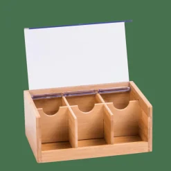 PANDA Boîte à Thé 6 Compartiments Transparent, Naturel