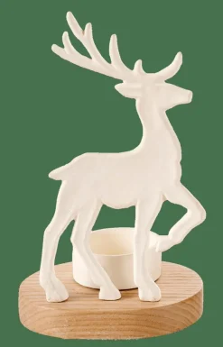 SCANDY DEER Porte-bougie Chauffe-plat Blanc, Naturel