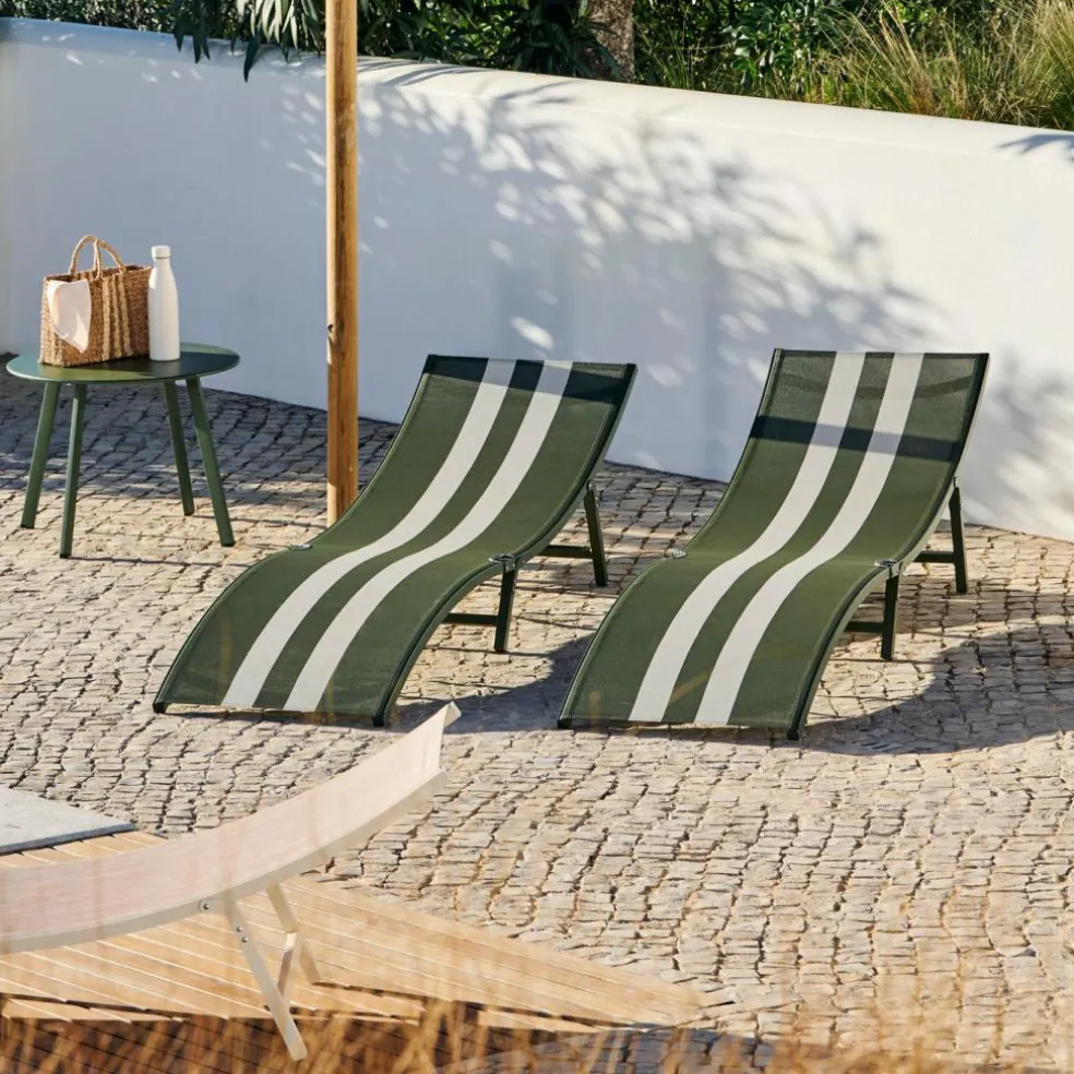 SILVES Chaise Longue Set De 2 Kaki Ray